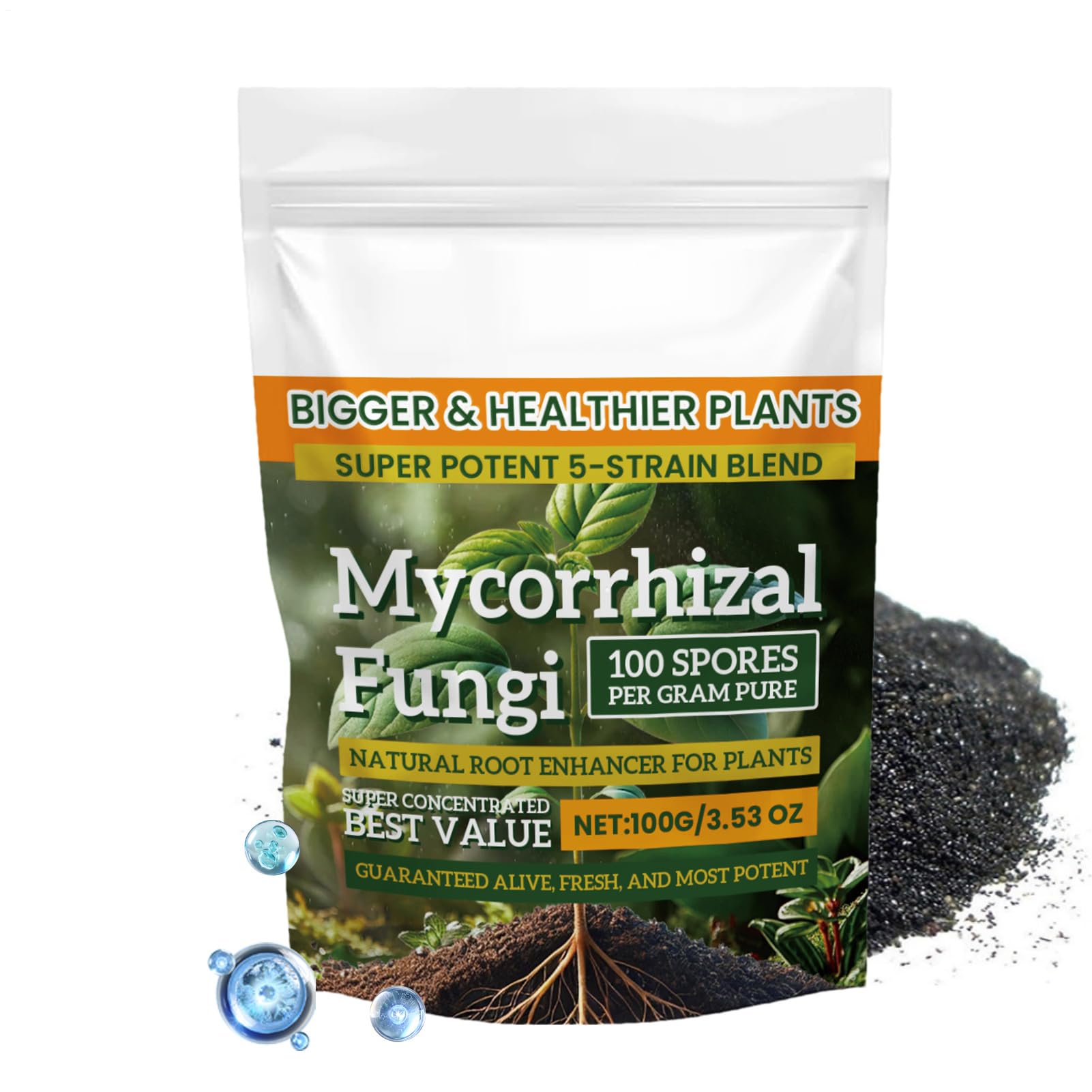Mycorrhizal Fungi Powder - Natural Plant Rooting Powder 100g | Rich Nutrients Fast Root Growth Fertilizer for Mixed Hydroponic Soil Culture | Plant Nutrient Feed - Gardening Greenhouse Potted Plants