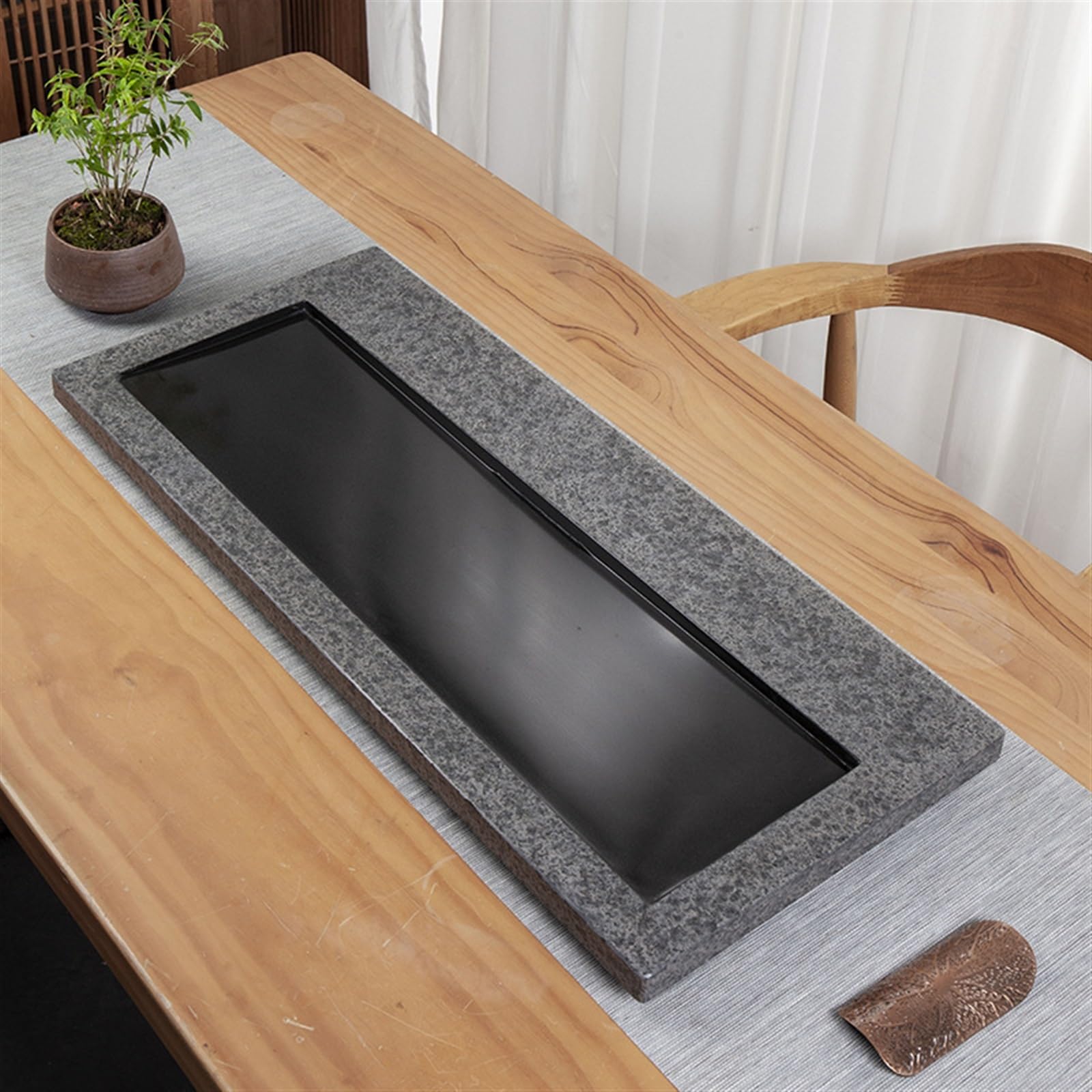 Bandejas De Té para Servir Bandeja de té de ebonita Natural for Uso doméstico, Juego de té Simple, Mesa de té Grande Tipo Drenaje de Oficina Moderna Bandeja De Té Gongfu(70x35x3cm)