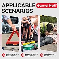 Vista 7 de General Medi 127-Pieces Roadside Car Emergency Kit Include Mini First Aid Kit, Jumper Cables,Tow Rope, Bandage, Safety Vest, Emergency Triangle, All