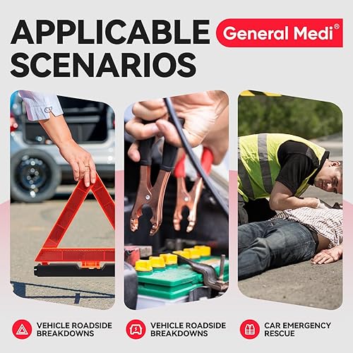 Miniatura 7 de General Medi 127-Pieces Roadside Car Emergency Kit Include Mini First Aid Kit, Jumper Cables,Tow Rope, Bandage, Safety Vest, Emergency Triangle, All
