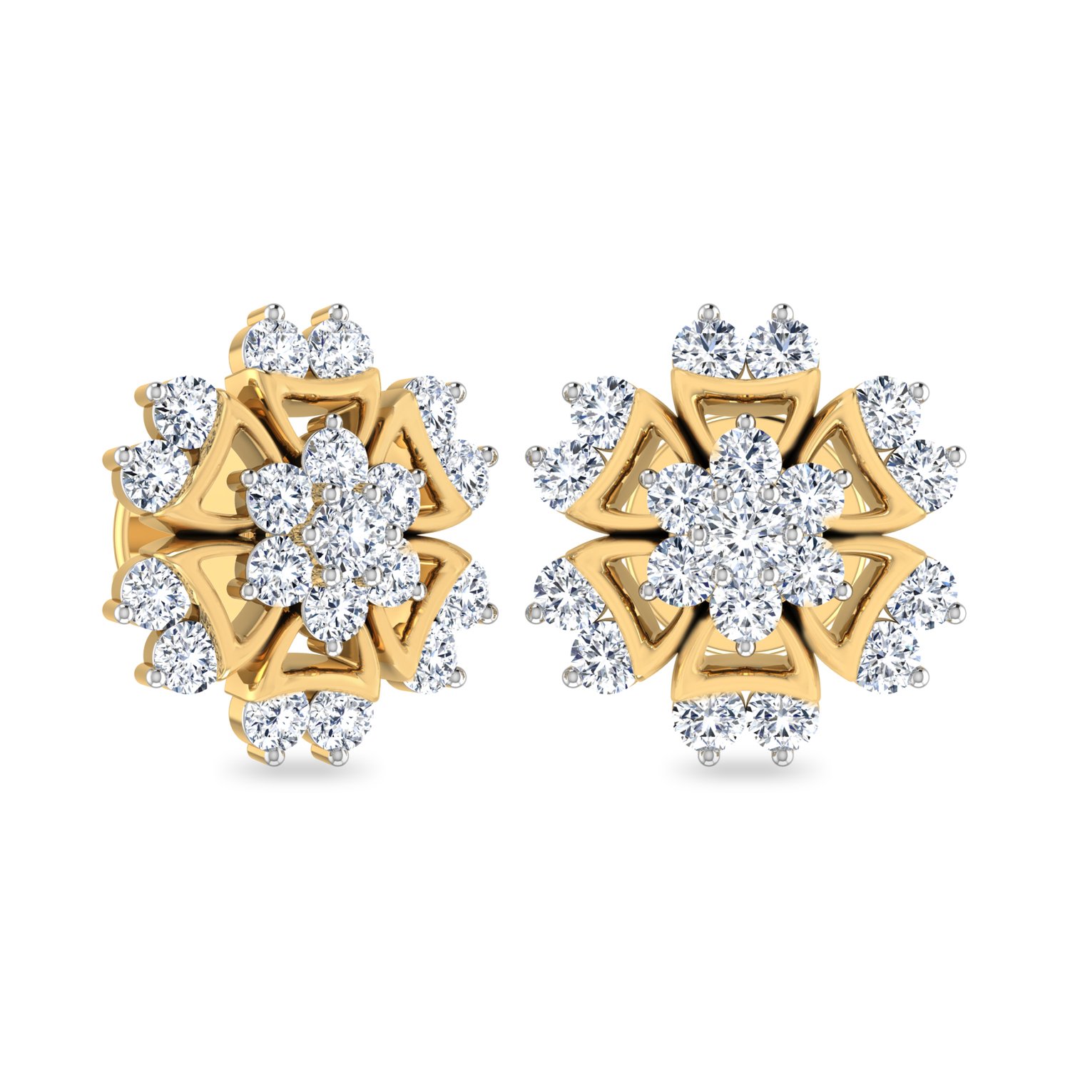 Aucent by PC Jeweller The Zelphia 18KT Yellow Gold and Diamond Earrings-image-11