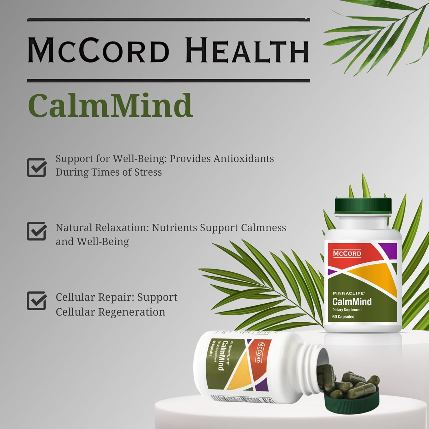 Olivamine CalmMind Vitamins 60 Capsules with Olive Leaf Extract, B Vitamins, Magnesium Glycinate, and Curcumin
