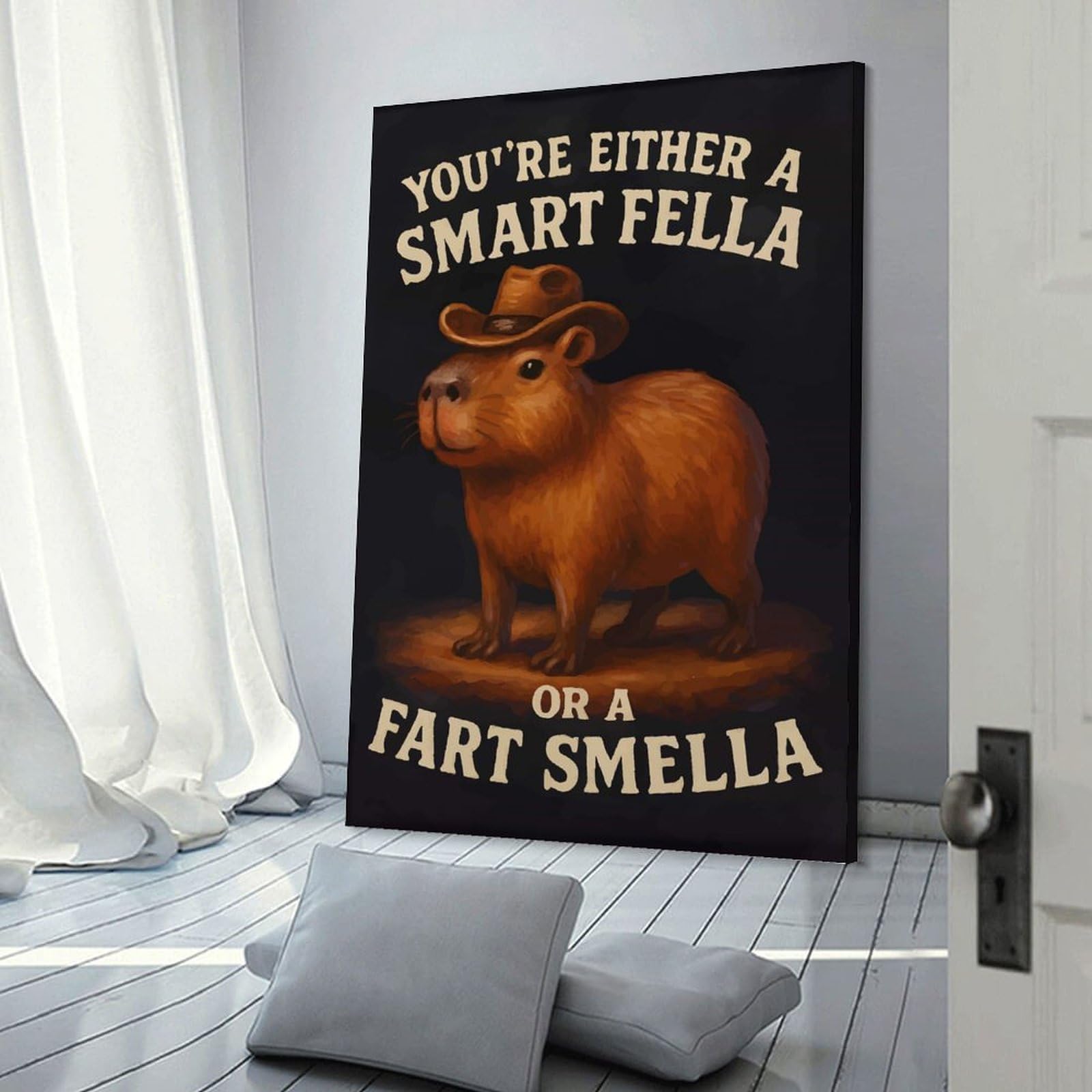 Junmoney Wall Art Print Youre Either A Smart Fella Or A Fart Smella, 20x30inch(50x75cm), for Bedrooms, Workspaces And Everyday Interiors, Stylish Home Artwork for Focal Walls