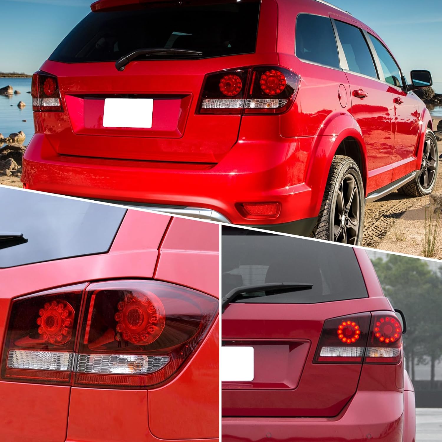 Outer LED Tail Light Assembly Compatible with Dodge Journey 2011 2012 2013 2014 2015 2016 2017 2018 Rear Lamp Brake Taillights Replacement with Bulbs (Right Passenger)