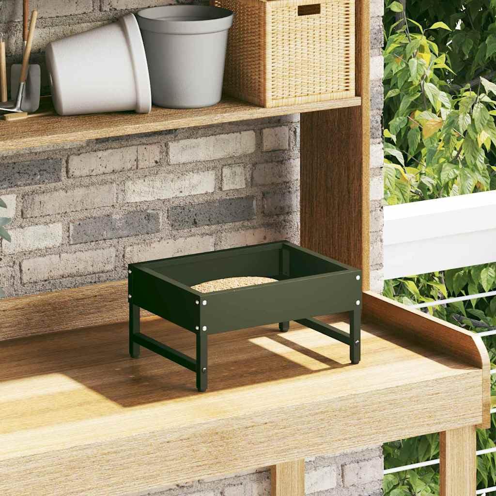 Mangiatoia per uccelli verde oliva in acciaio laminato a freddo, 34 x 26 x 16 cm, resistente alle intemperie, per interni ed esterni, con capacità di 3 kg e facile da montare