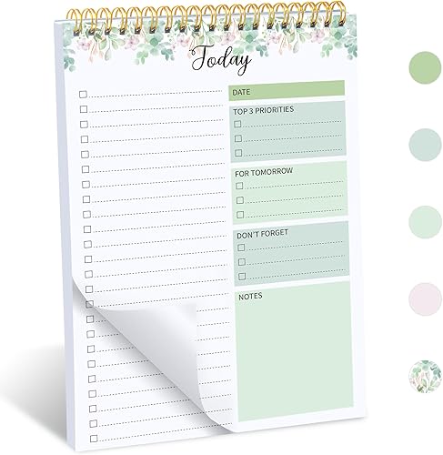 Bloc de notas de lista de tareas – 80 hojas de planificador diario, bloc de notas, planificador de trabajo, 5.5 x 8.3 pulgadas, organizador