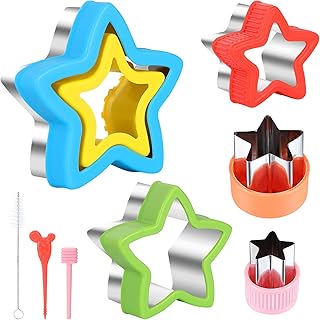 MUYIYAMEI Star Cookie Cutters Set Sandwich Cutter and Sealer Five-Pointed Star Cutter Star Shaped Cookie Cutter Biscuit Mo...