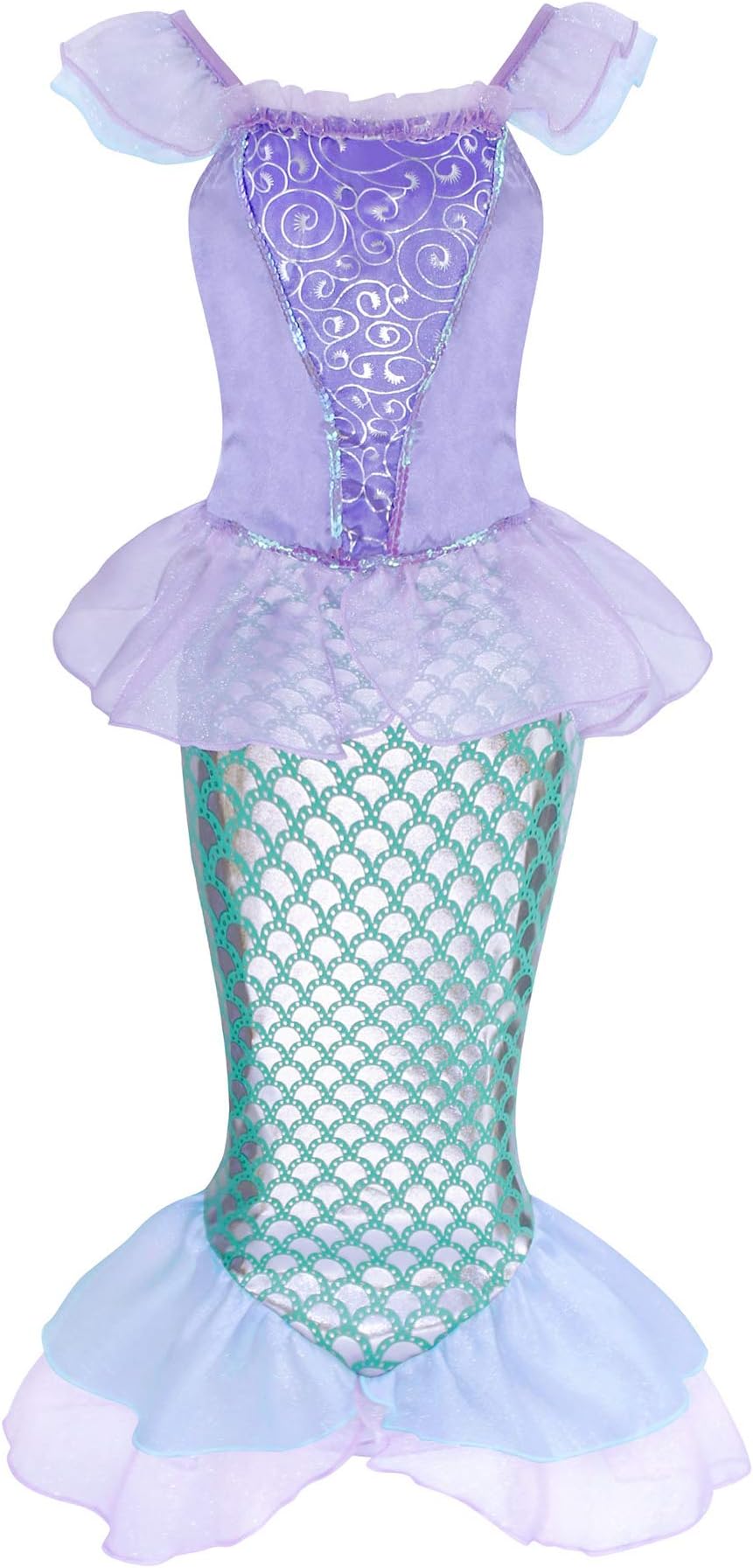 AmzBarley Little Girls Mermaid Costume Dressing up Kids Party Fancy Dress Halloween Cosplay Childs Holiday Birthday Outfit