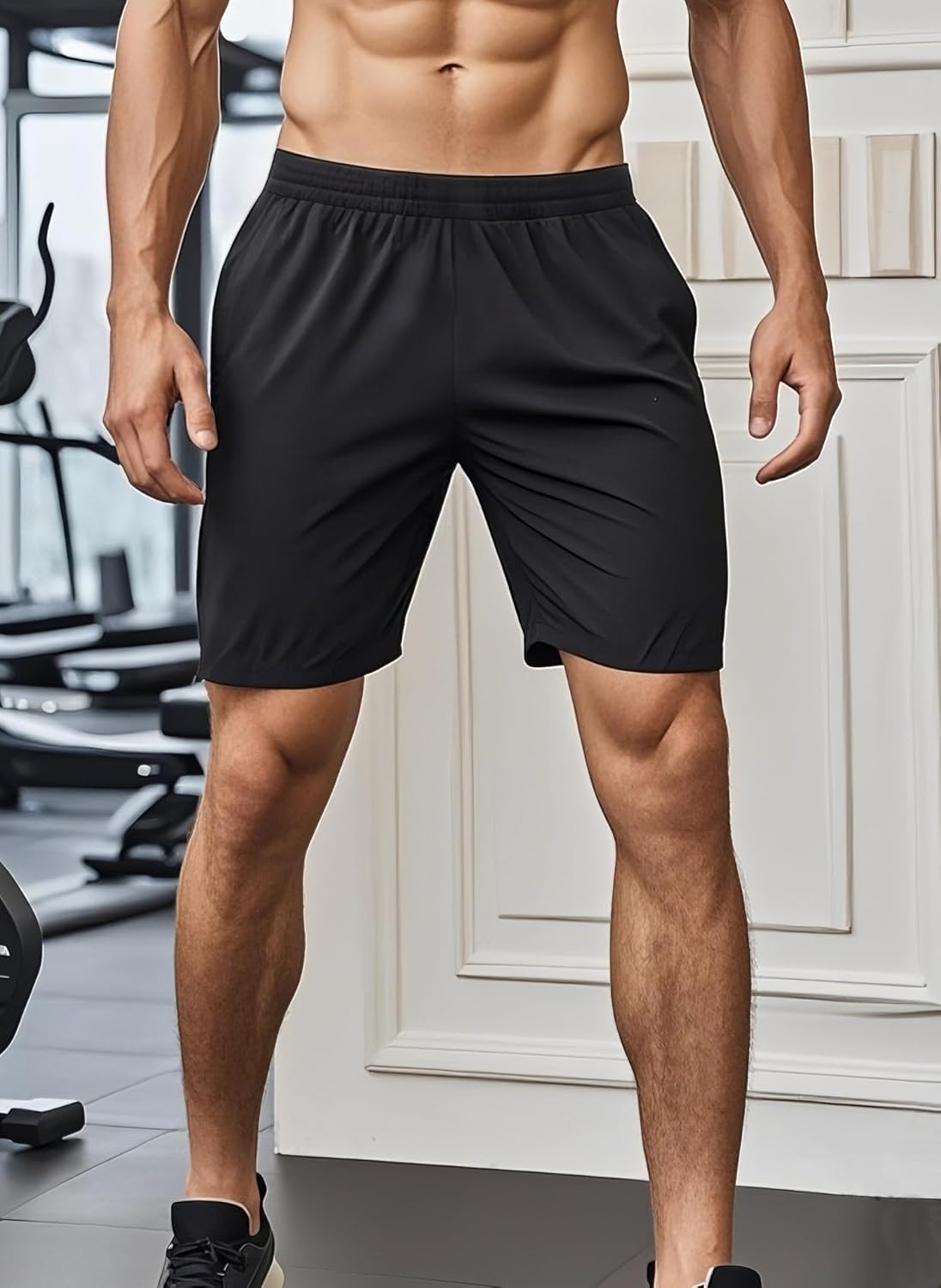 Men's Athletic Shorts Secure Pockets Gym Running Basketball Workout Elastic Waistband Quick Dry Activewear Black/Black/Dk Grey/Navy/Lt Grey Large image 2 of 6 B0F1Z7DR4V