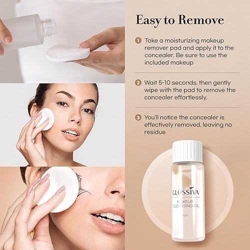 Miniatura 8 de Glossiva Corrector impermeable para cubrir tatuajes, maquillaje para manchas oscuras, cicatrices, vitíligo y más, 2 x 1.0 fl oz, uso en el cuerpo,