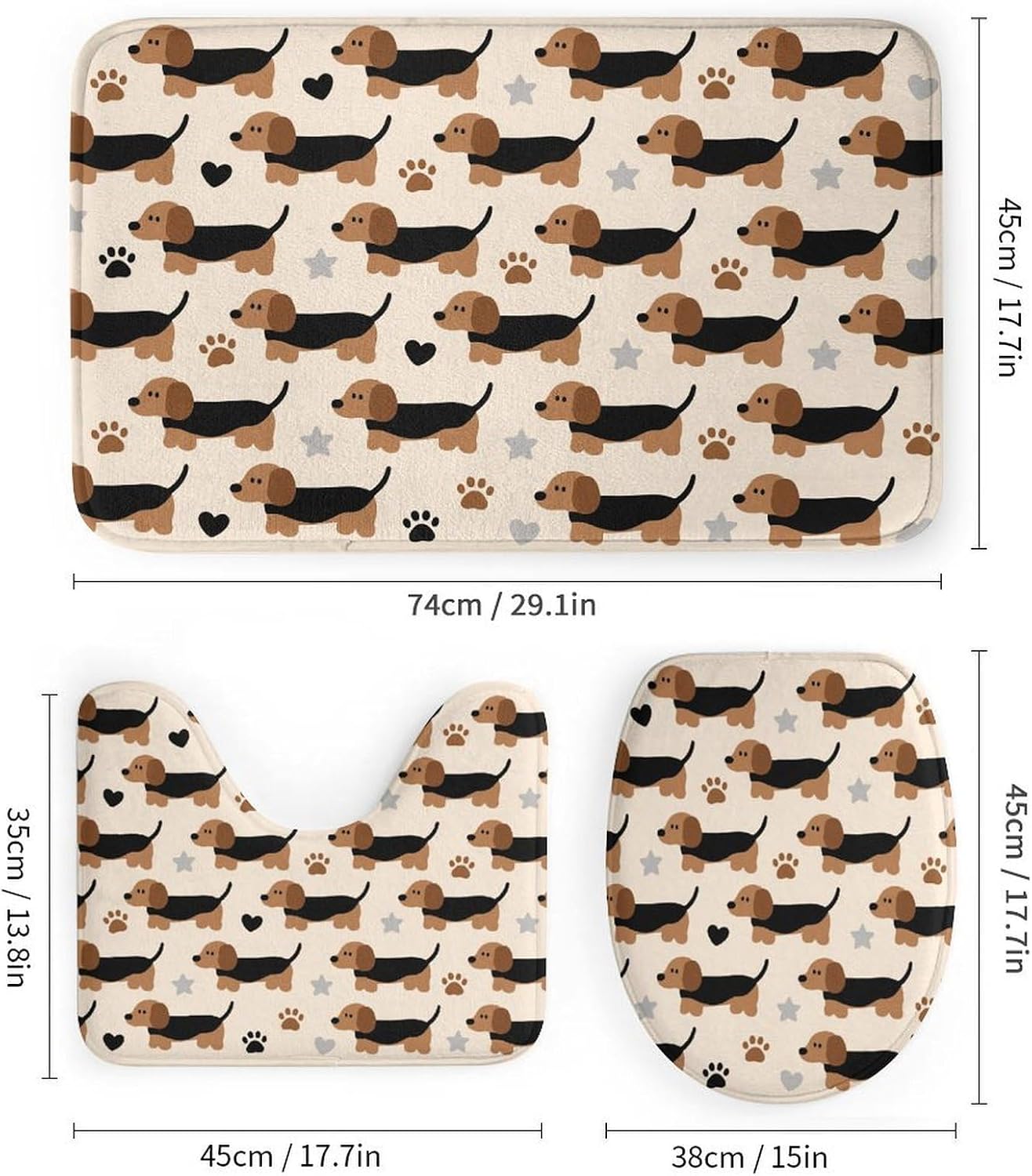 DogNon-Slip Bath Rug Set 4 Set