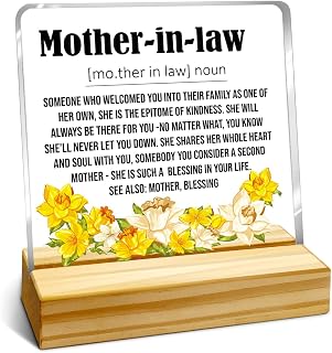 Christmas Gift For Mother-In-Law, Birthday Thanksgiving Mothers Day Gift, Acrylic Plaque With Wooden Stand Desk Decor, Mother-In-Law Definition Sign
