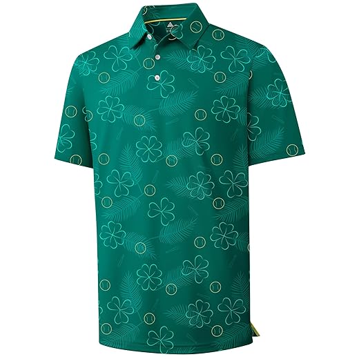 ZITY Men's Golf Polo Shirt Short Sleeve Performance Moisture Wicking Collared Print Shirt for Golf and Casual Wear