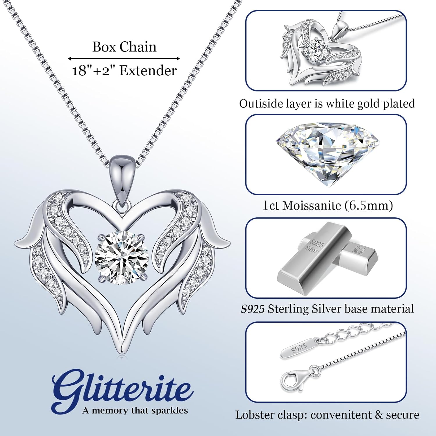 1-3 Carat Moissanite Heart Necklace for Women, 925 Sterling Silver Moissanite Pendant Necklace, Anniversary Present for Her, Birthday Gift for Wife, Diamond Jewelry Present for Girlfriend, Mom, Daughter - Image 3