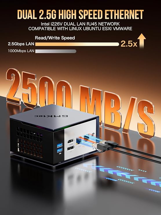 GMKtec EVO-X1 AI Mini PC AMD Ryzen AI 9 HX-370 Series (5.1GHz | 80 Tops | Radeon 890M) Gaming Computers, 32GB DDR5 1TB PCIe 4.0 SSD, Triple Screen 8K Display, WiFi 6 & USB4/Oculink Interface