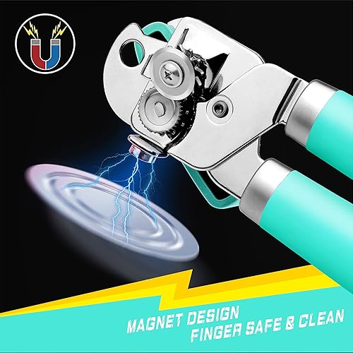 Miniatura 8 de PrinChef Abridor de latas, abridor de botellas de lata con imán, elevación de tapa sin problemas, abridor de latas de mano con borde liso con hoja