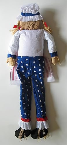 Miniatura 9 de 60" Mrs Tío Sam Espantapájaros Mujer Sentada Americana Decoración Patriótica Otoño