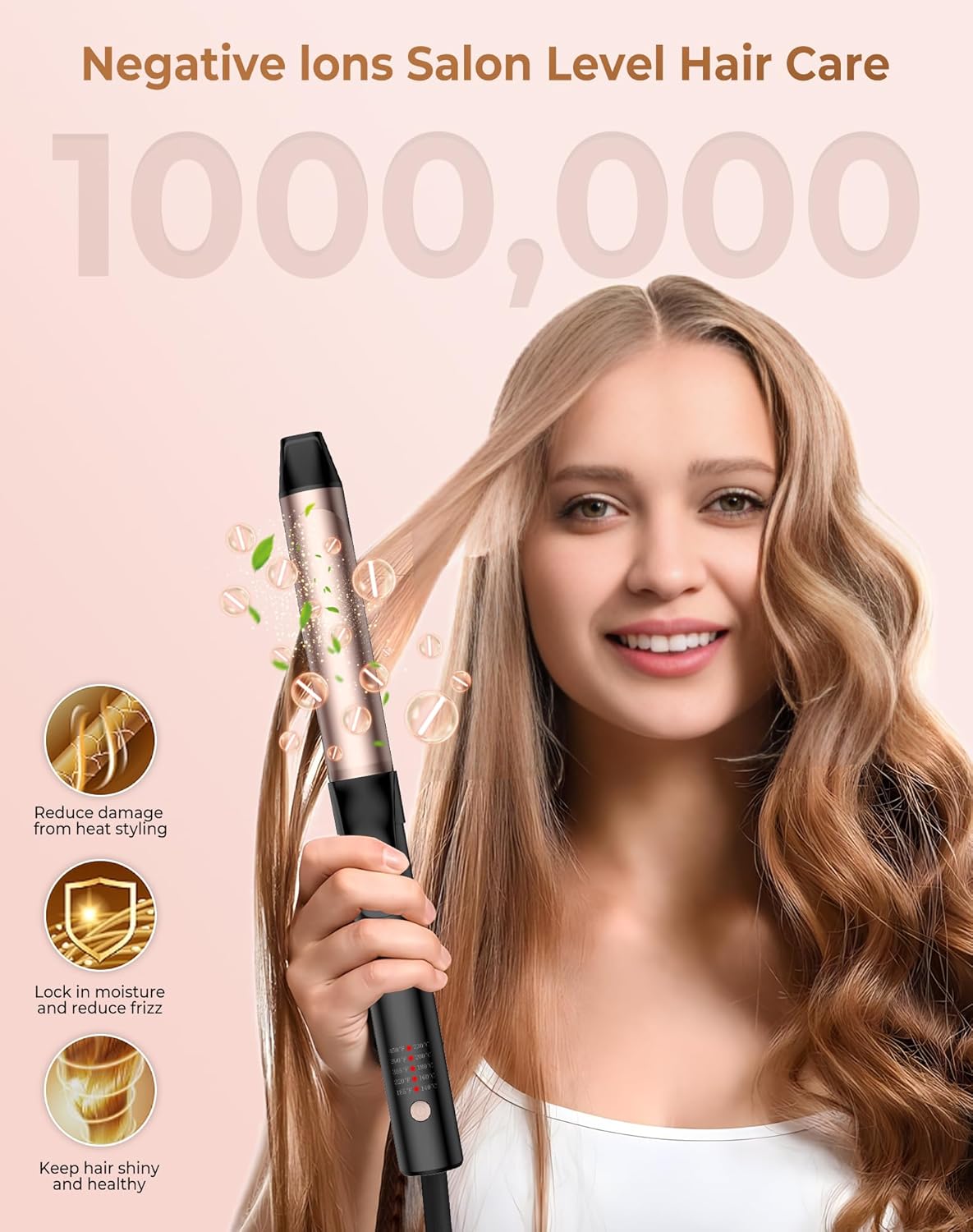 Ukliss Rotating Curling Iron, Hair Curler Automatic Rotating, 30s Rapid Heating Automatic Curling Iron, Dual Voltage 110-240V, Time Saving Self Curling Hair Curler for Short Long Hair