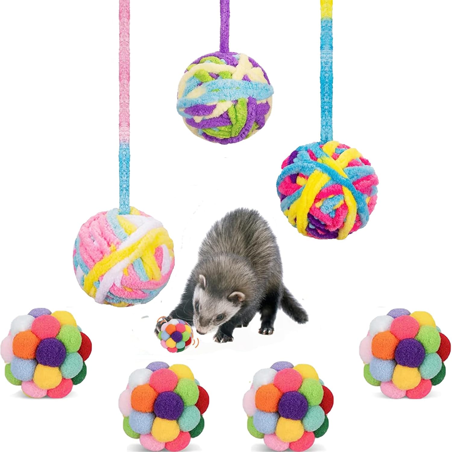 VisGoxia Ferret Toys Ball Set Woolen Yarn Cats Balls with