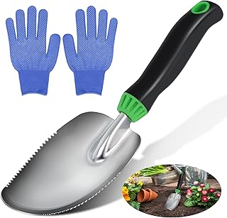 Sponsored Ad - Multi Use Garden Scoop Trowel Stainless Steel with Gardening Gloves Soil Scoops Rust Resistant Serrated Han...