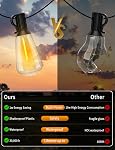 Outdoor String Lights 100ft Waterproof Shatterproof Patio String Lights for Outside with 53 Vintage ST38 LED Bulbs(3 Spare), Dimmable Hanging Lights for Backyard Porch Balcony Party Decor, Warm White