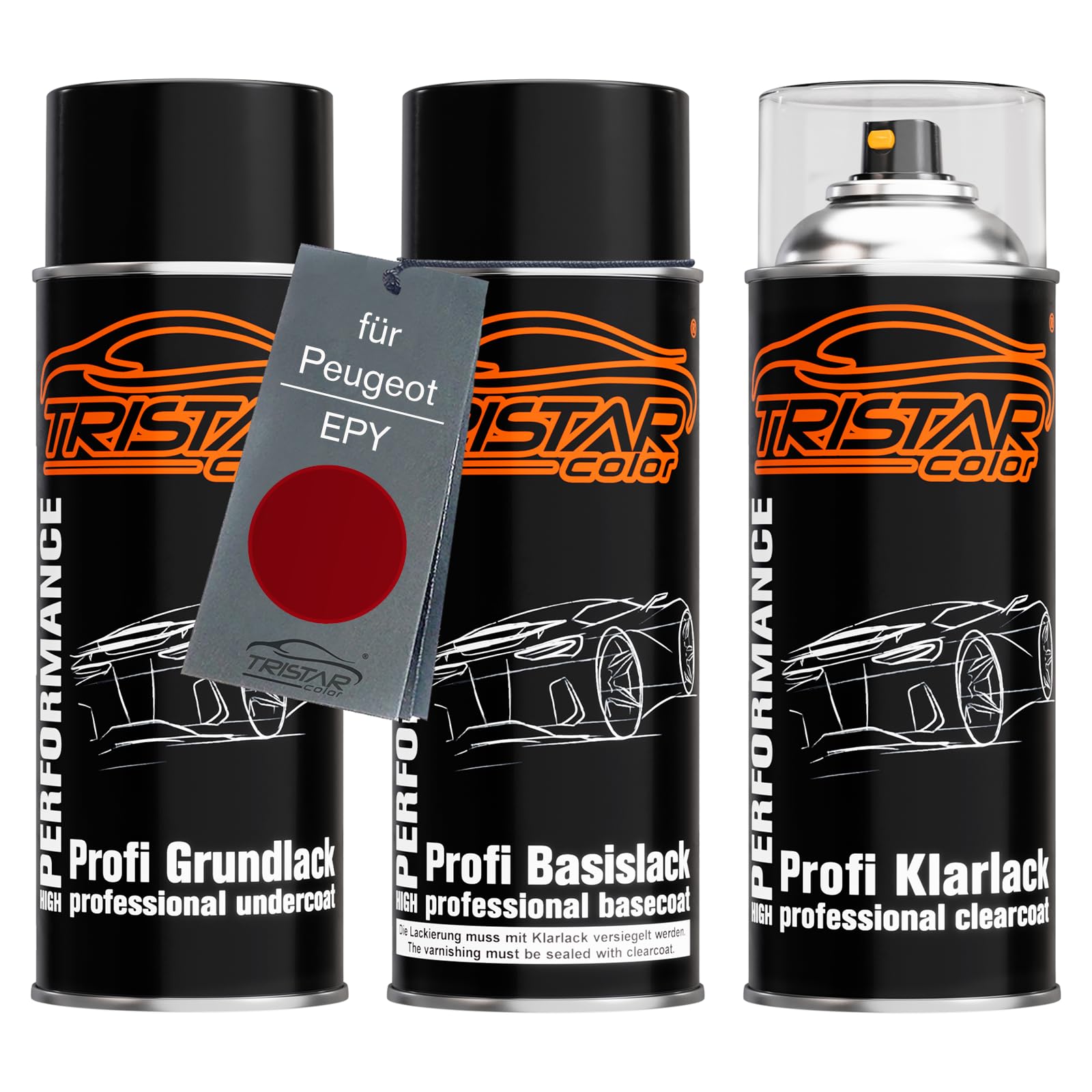 Tristarcolor Rouge Rubi Nacre Metallic Car Paint Spray Can Set For Peugeot Epy Under + Base Coat Clear Coat Spray Can 400Ml