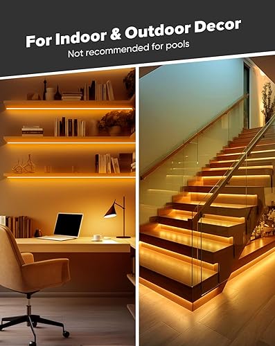 Vista 22 de Shine Decor Cuerda de Luz LED COB CA 120V, 800lm Ultra Brillante, Tira de Neón ETL IP65 Impermeable Resistente al Frío, Iluminación en Cinta Sin