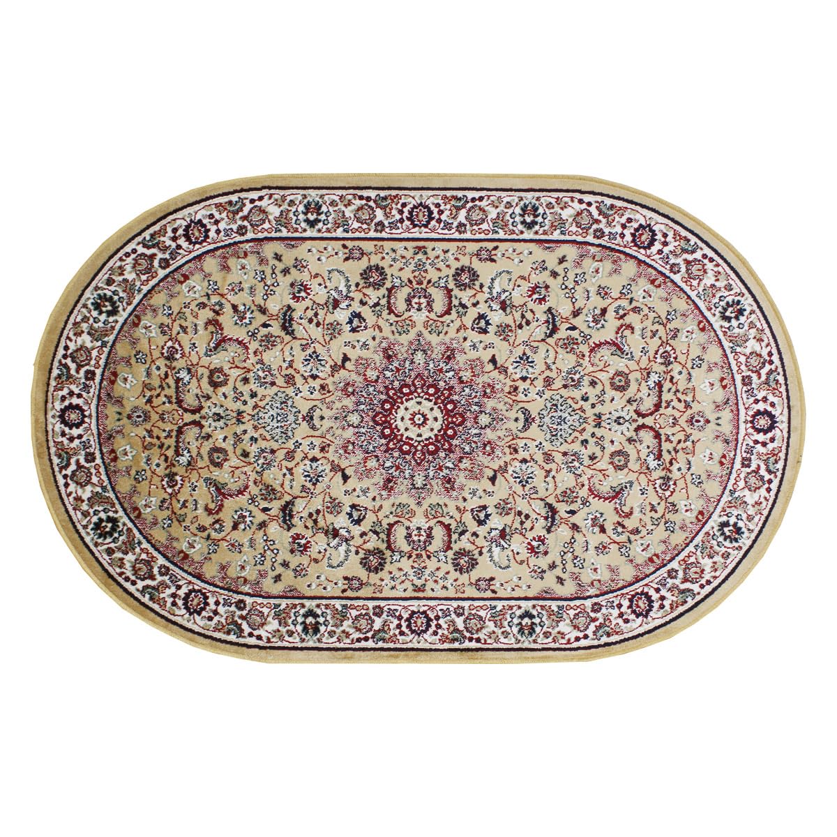 Tapis traditionnel floral en viscose or contre les sols froids et ternes