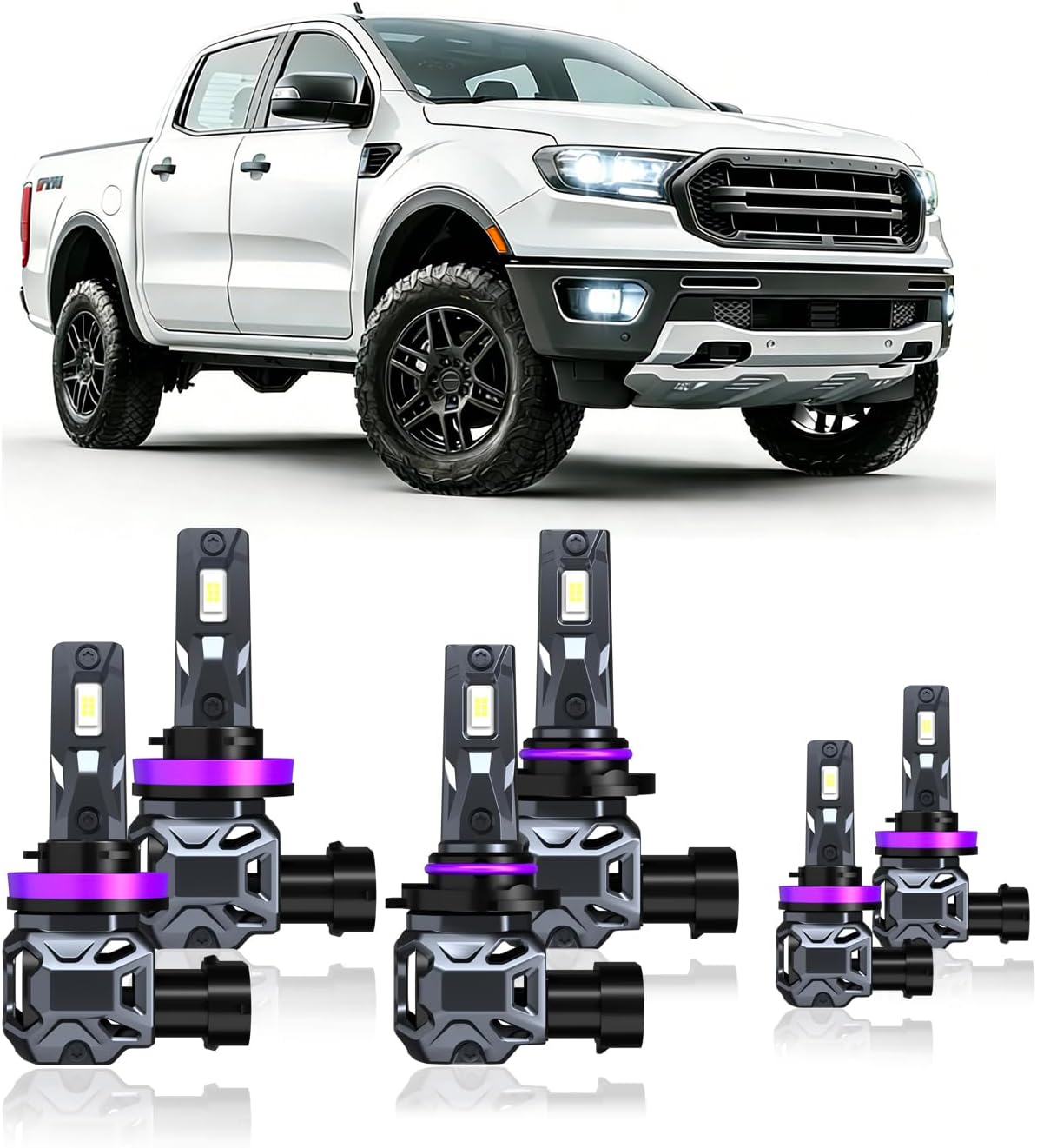 CARSPARKLE Fog Light & Auxiliary Bulbs Combo for 2019–2023 Ford Ranger