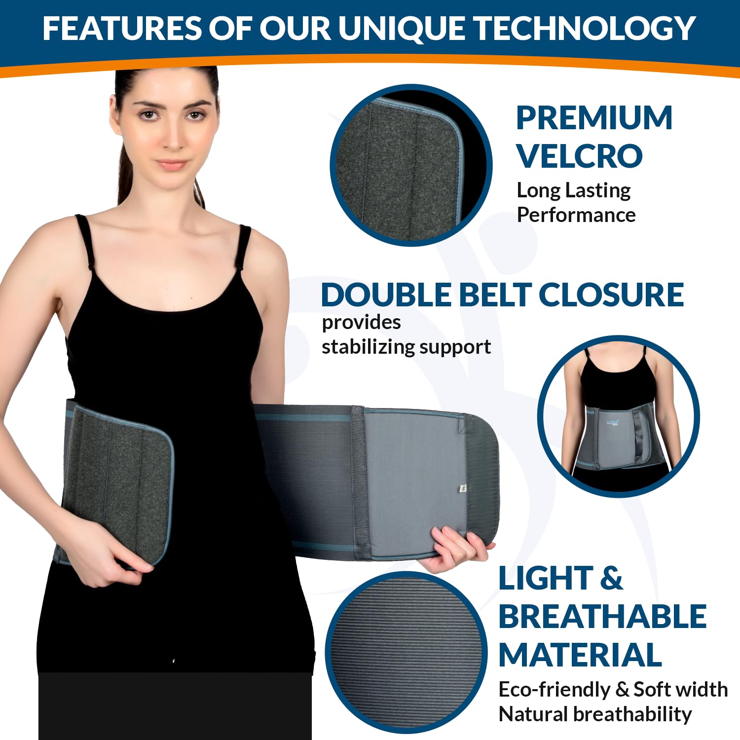 AccuSure Abdominal Support Tummy Trimmer Belt|Tummy Reduction,Lumbo Sacral,Breathable| Compression & Support to Abdominal for Men & Women|Small