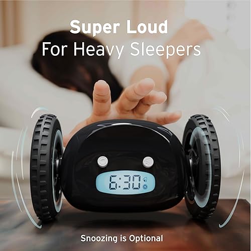 Miniatura 5 de Clocky Reloj despertador con ruedas (original)  Extra ruidoso para personas que duermen mucho (reloj robot para cama de adultos o niños) divertido,