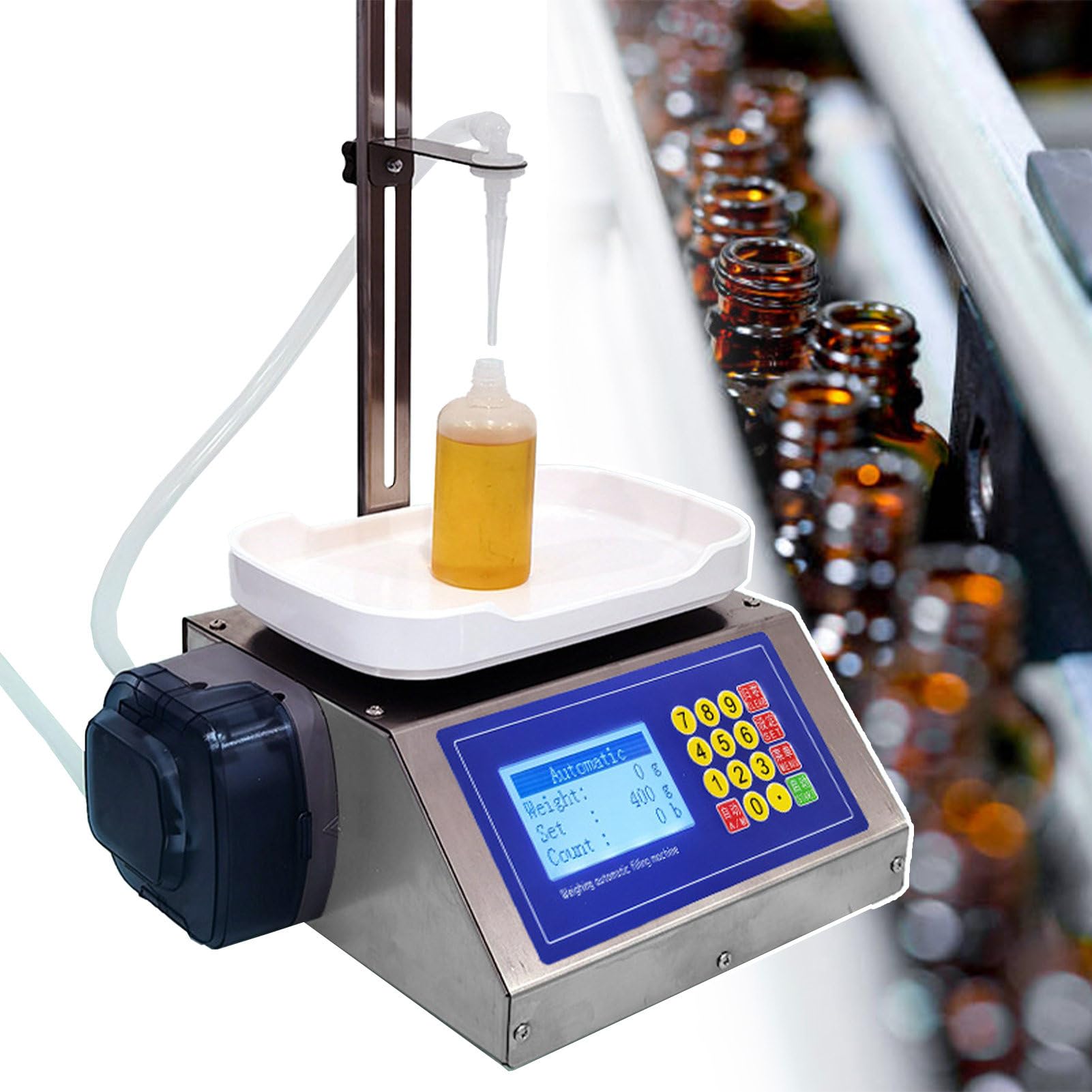 AYCDL Peristaltic Pump Filling Machine for Perfume/Spray Bottles - Automated Liquid Filling Machine with Adjustable Nozzle Height