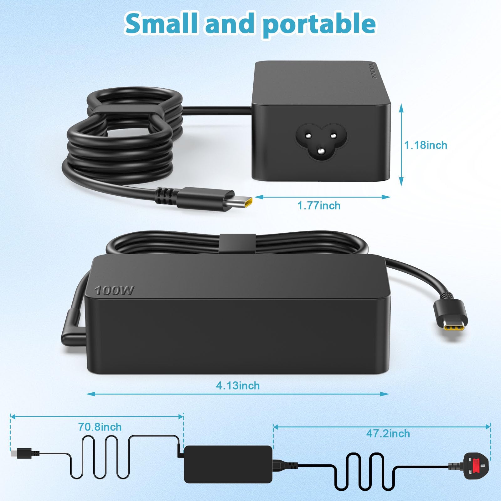 Alimentazione USB C 100W, Caricatore USB C Cavo di ricarica USB C