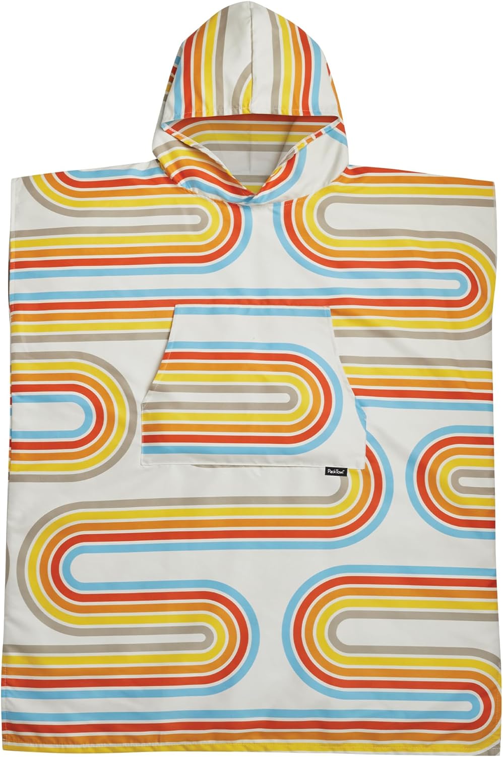 PackTowl Lightweight Microfiber Hooded Changing Poncho, Retro Curve, Large/Extra Large