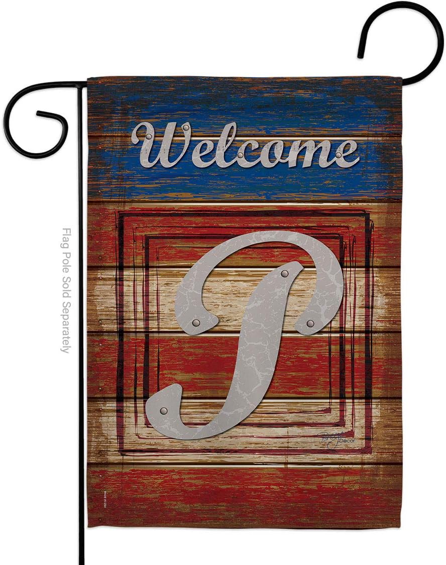 Breeze Decor G180120 Patriotic P Initial Americana Patriotic Impressions Decorative Vertical Garden Flag 13" x 18.5" Printed In USA Multi-Color