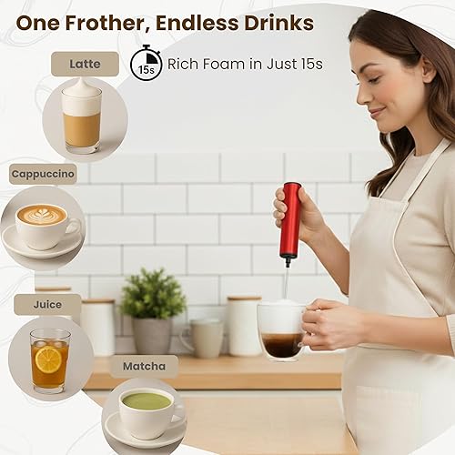 Miniatura 10 de Espumador de leche, espumador de café eléctrico recargable de 3 velocidades para viajes, mezclador de bebidas de mano para latte, capuchino, café,