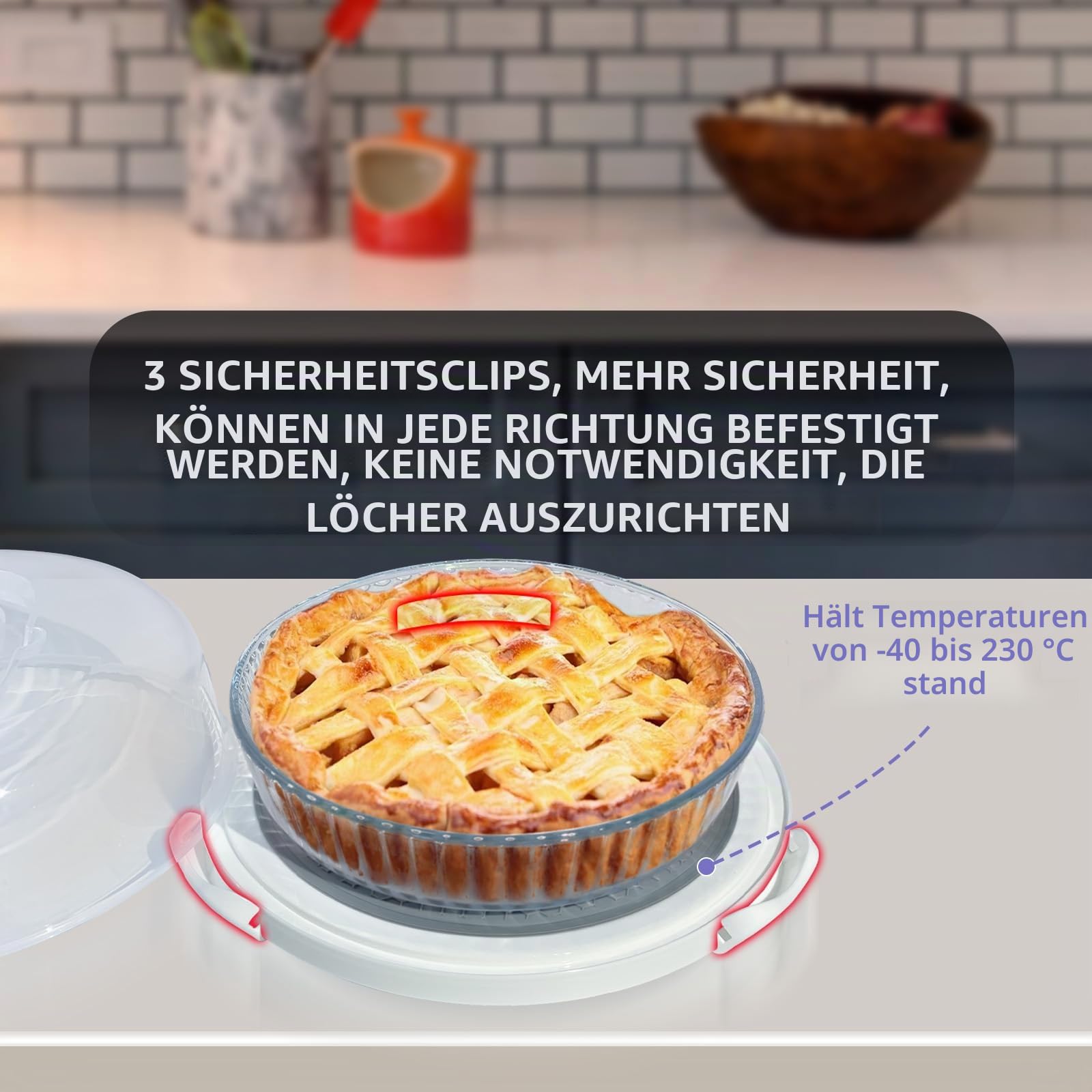 isolierte Kuchen- und Käsekuchenbehälter mit Deckel, Griffen, rutschfestem Heizkissen, Thanksgiving-Geschenke, Violett, 2 Stück