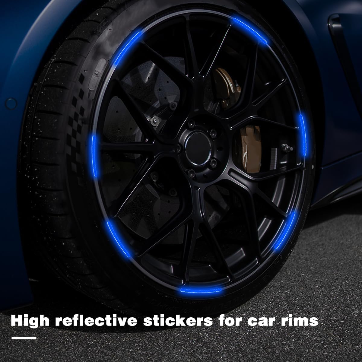 20 Pack 3.54 Inch Wheel Rim Decal Strips, Blue image 3