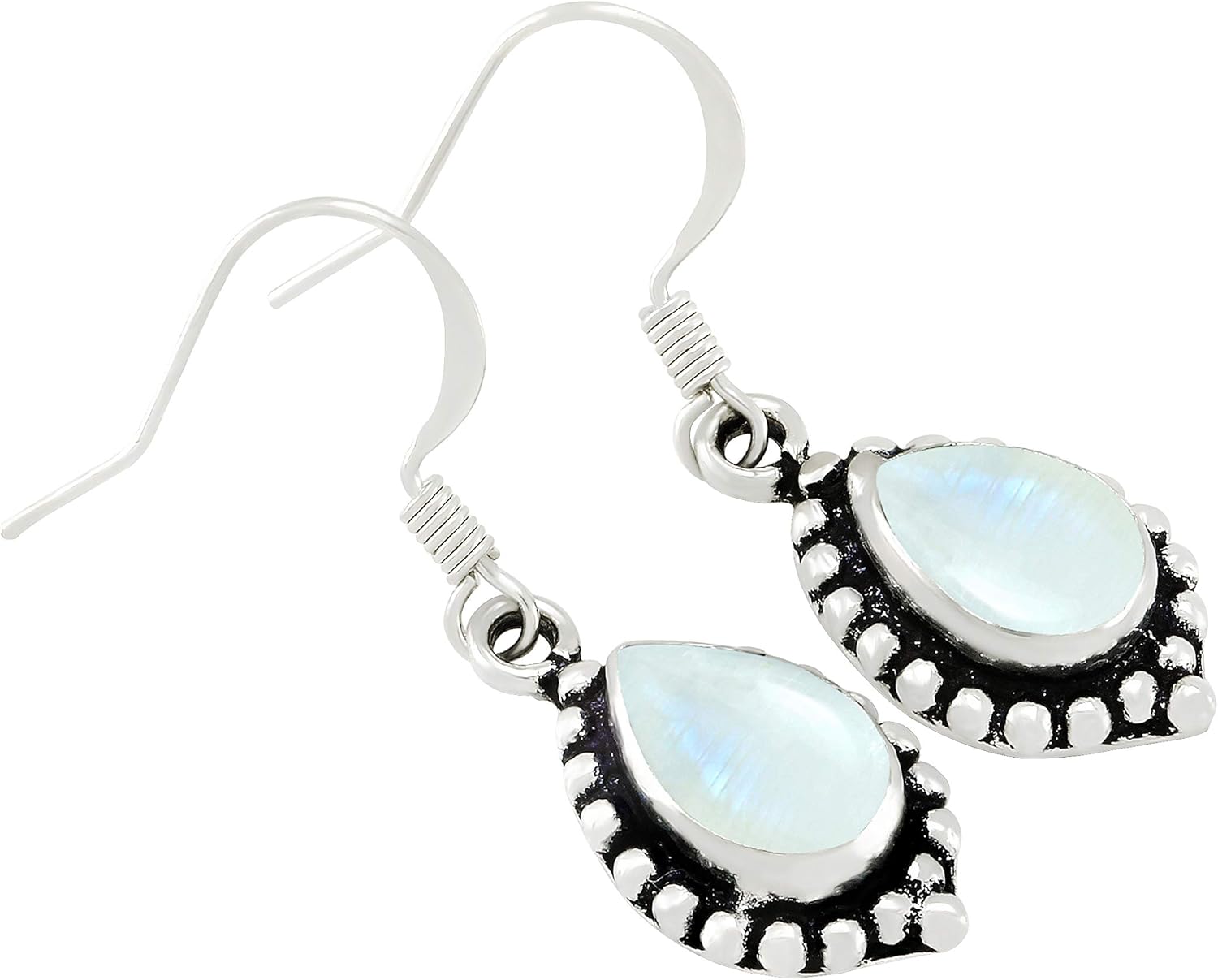 Natural Moonstone Earrings for Women Mom Wife 925 Silver Overlay handmade Dangle Earrings - Image 2