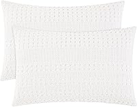 Vista 49 de PHF Fundas de almohada con tejido de gofre de 24" x 24", paquete de 2, funda de almohada cuadrada 100% algodón para decoración de ropa de cama, sin
