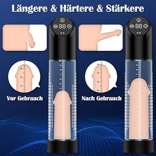 Miniatura 7 de IPX7 Bomba automática de pene para hombres erección y ampliación con manga de pene de 2 tamaños, 6 anillos de pene, bomba de pene impermeable, bomba