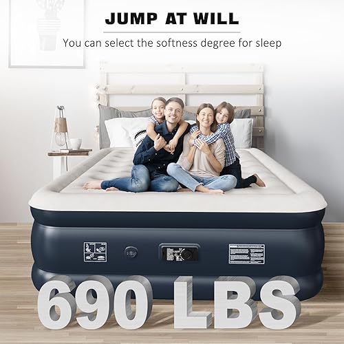 Miniatura 2 de nalone Colchón de aire Queen con bomba integrada, colchón inflable, cama de aire portátil elevable de 18 pulgadas, colchones inflables rápidos