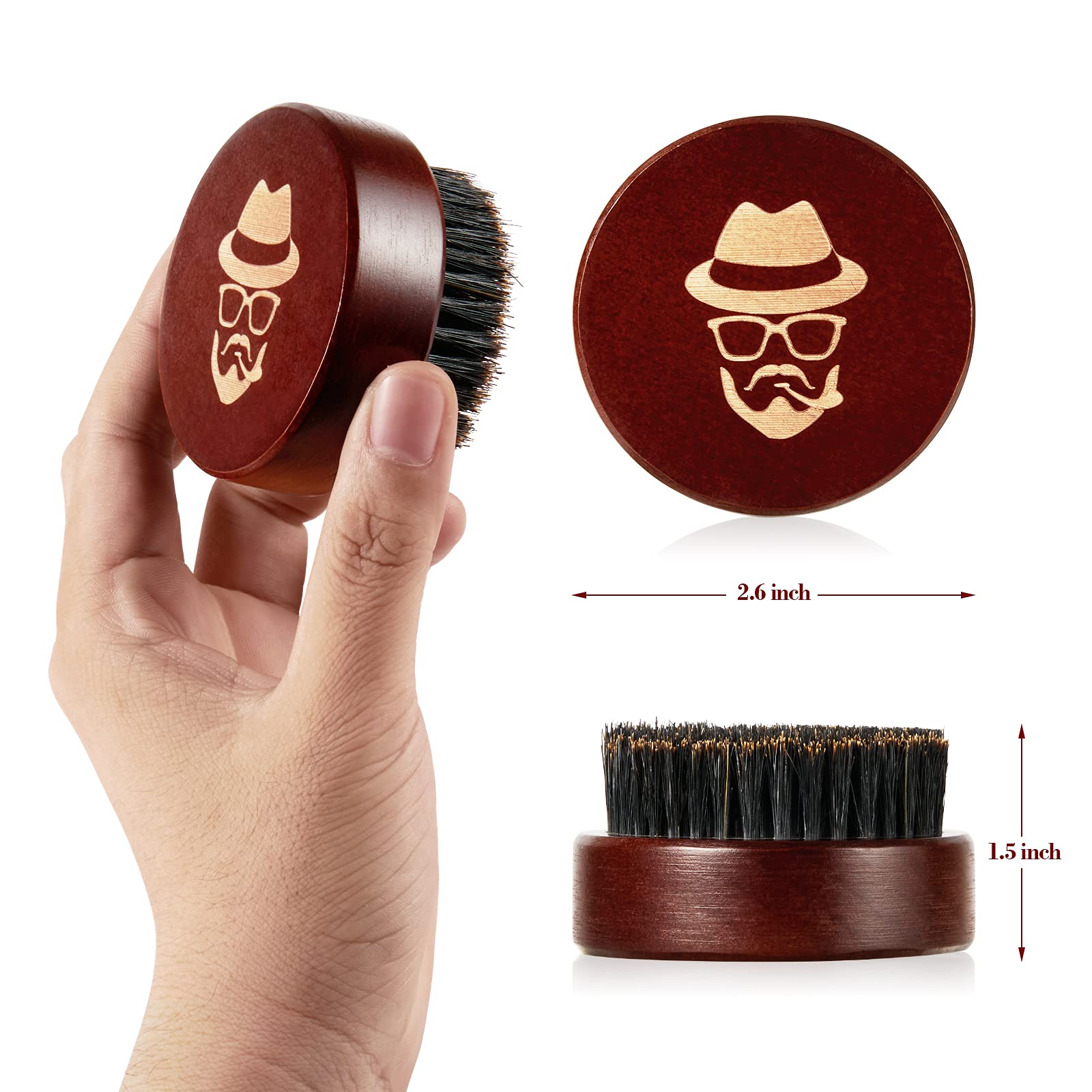 Cepillo para barba, cerdas de jabalí puro, cepillo de madera de nogal negro para hombres, para domar y suavizar tu vello facial 3