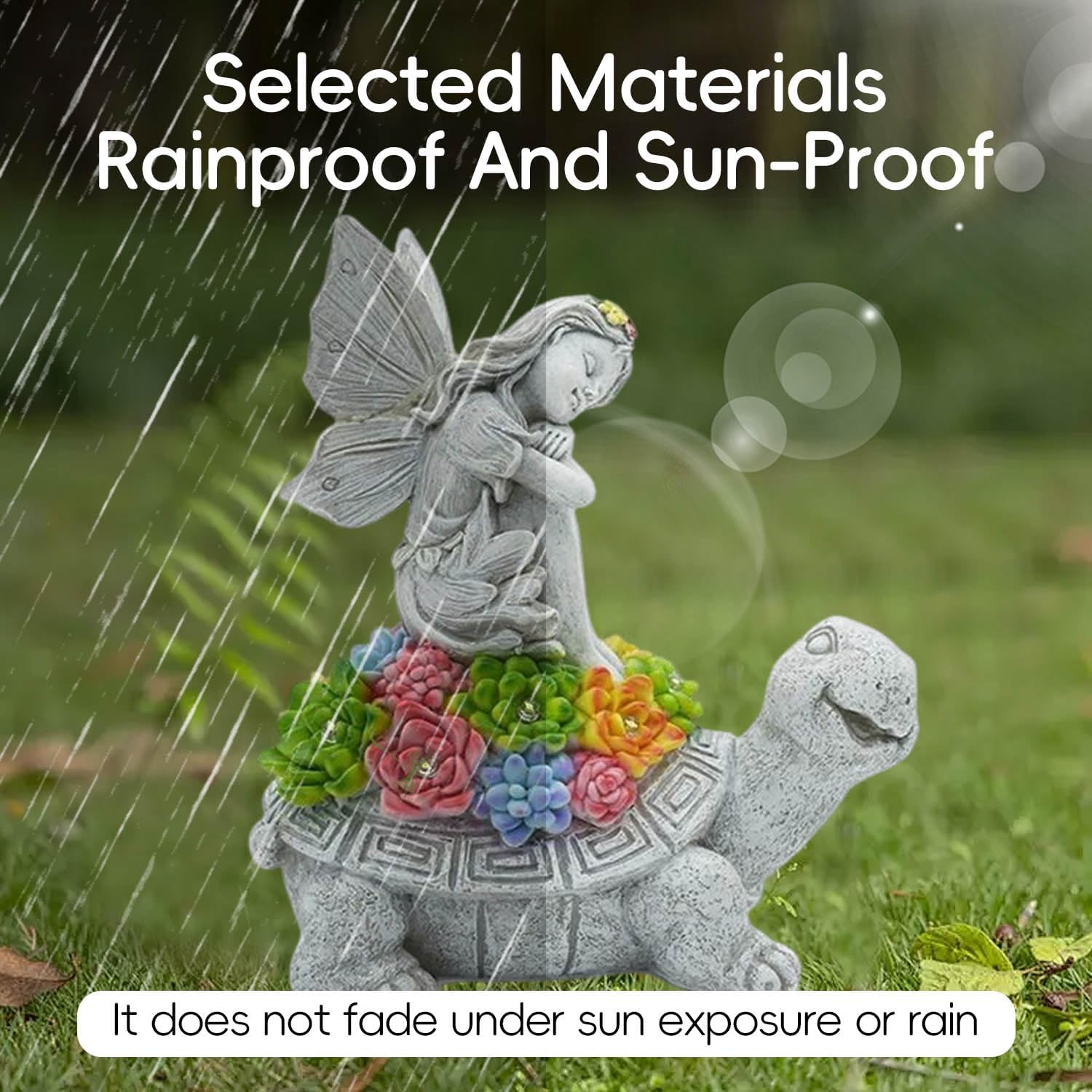Garden Decor Solar Statue Lights, Outdoor Resin Turtle and Angel Statues, Turtle Figurine for Patio Lawn Front Porch Yard Decoration - Housewarming Birthday Gifts for Mom Grandma Women