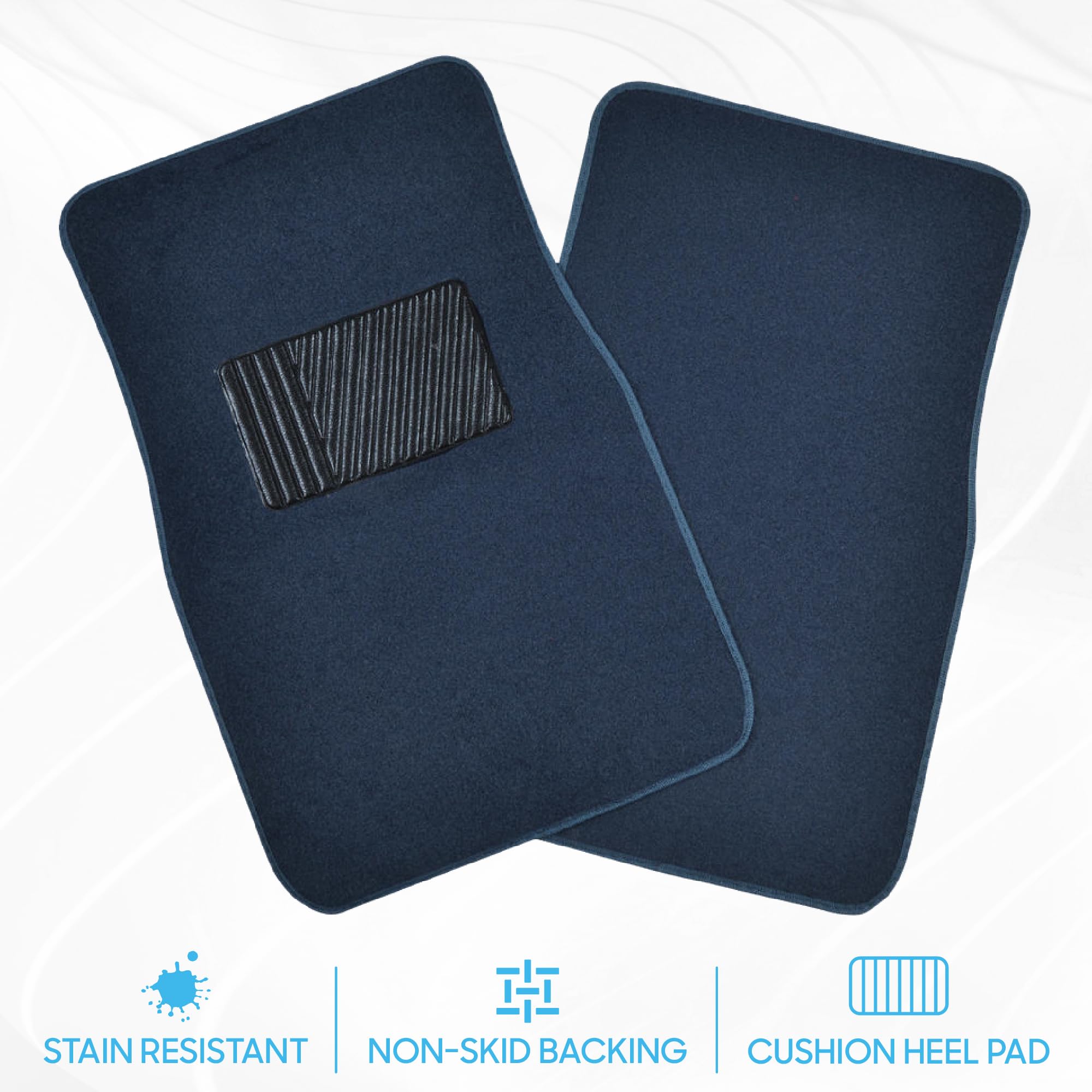 BDK Premium Carpet Blue Floor Mats for Cars - Universal Fit Interior 4-Piece Car Mats Full Set with — view 3