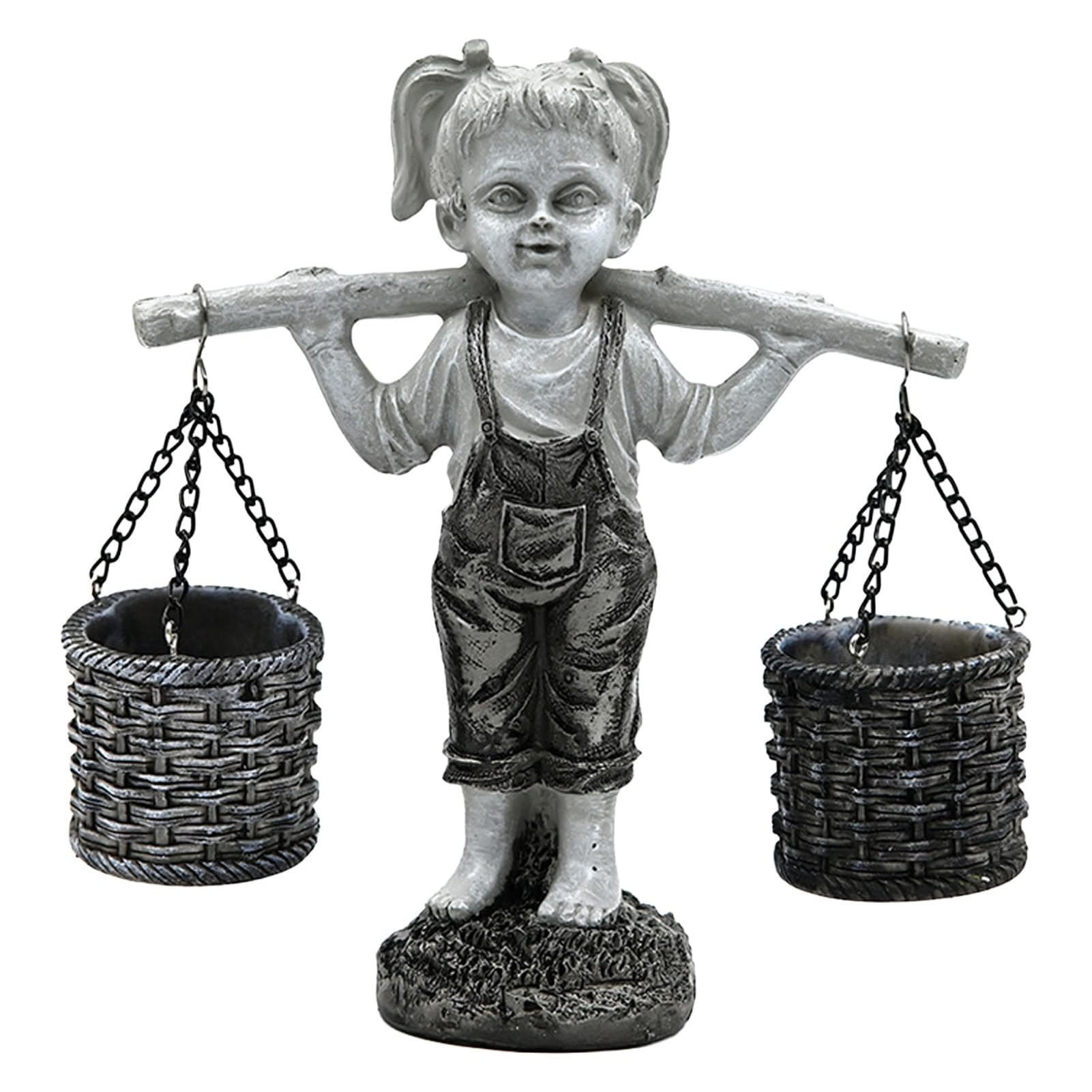 Statua da giardino per bambini e ragazzo, scultura decorativa per bambini, in resina, impermeabile, per cortile, patio, aiuola