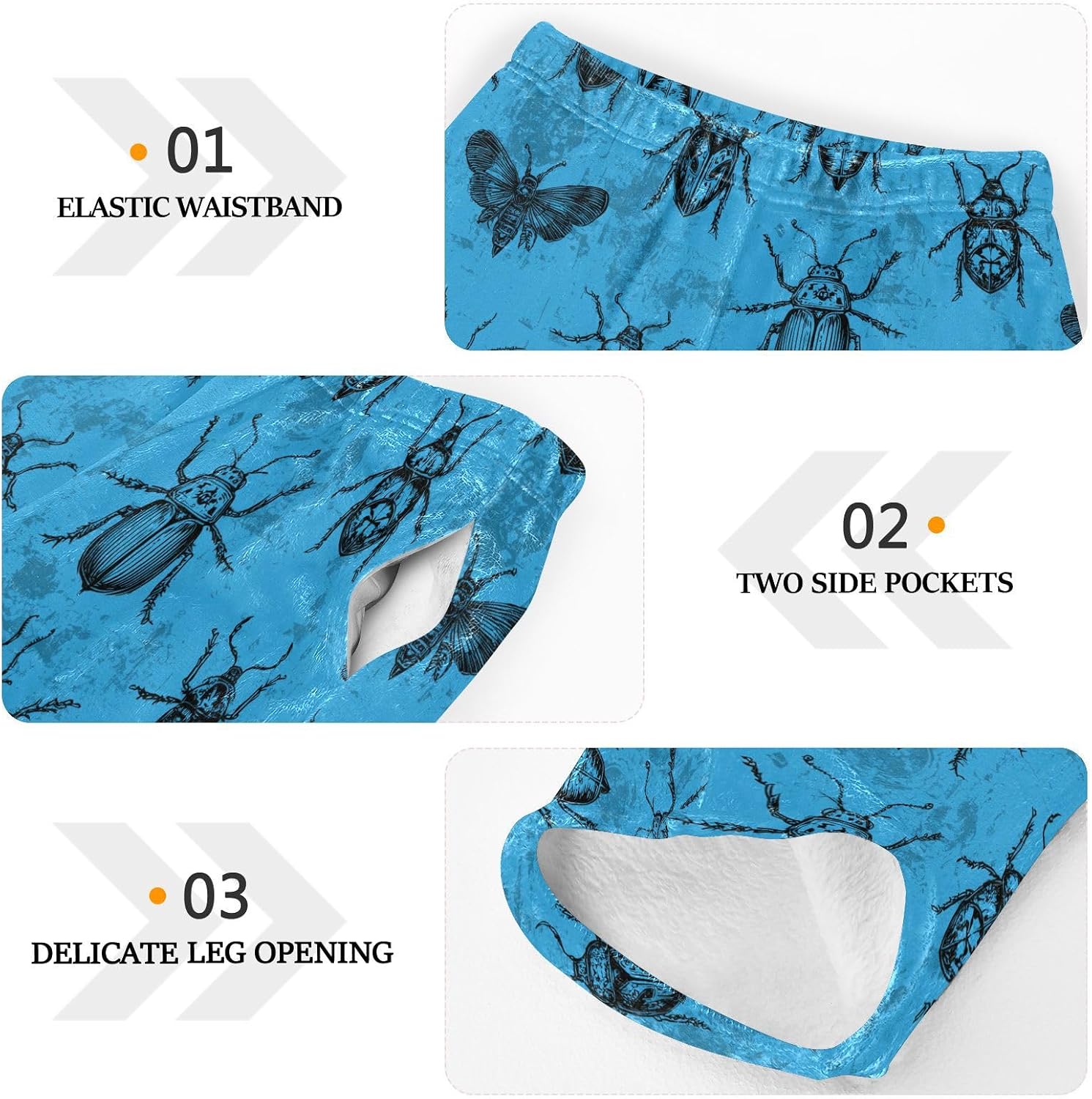 visesunny Insects Black Outlines Boys Pants for Kids Fleece Bottoms Long Jogger Pants Trousers with Pockets Size 6-14Y