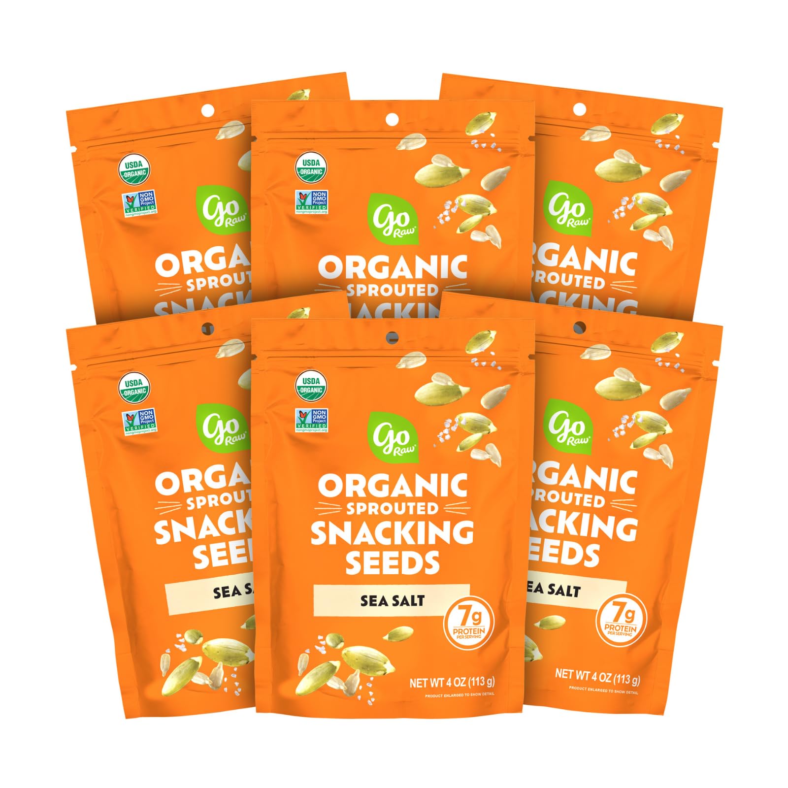 Go Raw Organic Sprouted Sea Salt Sprouted Snacking Seeds, 4 oz, 6 Pack, Pumpkin & Sunflower Seeds, Keto, Kosher
