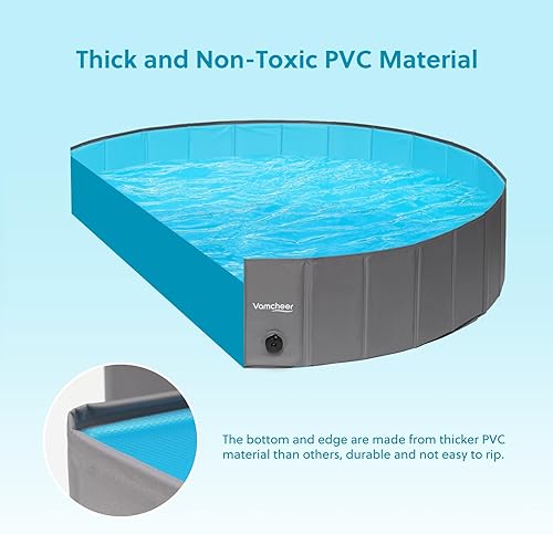 Miniatura 4 de Vamcheer Piscina para perros extra grande  Piscina plegable de plástico duro para perros grandes, tablero de polipropileno para exteriores,