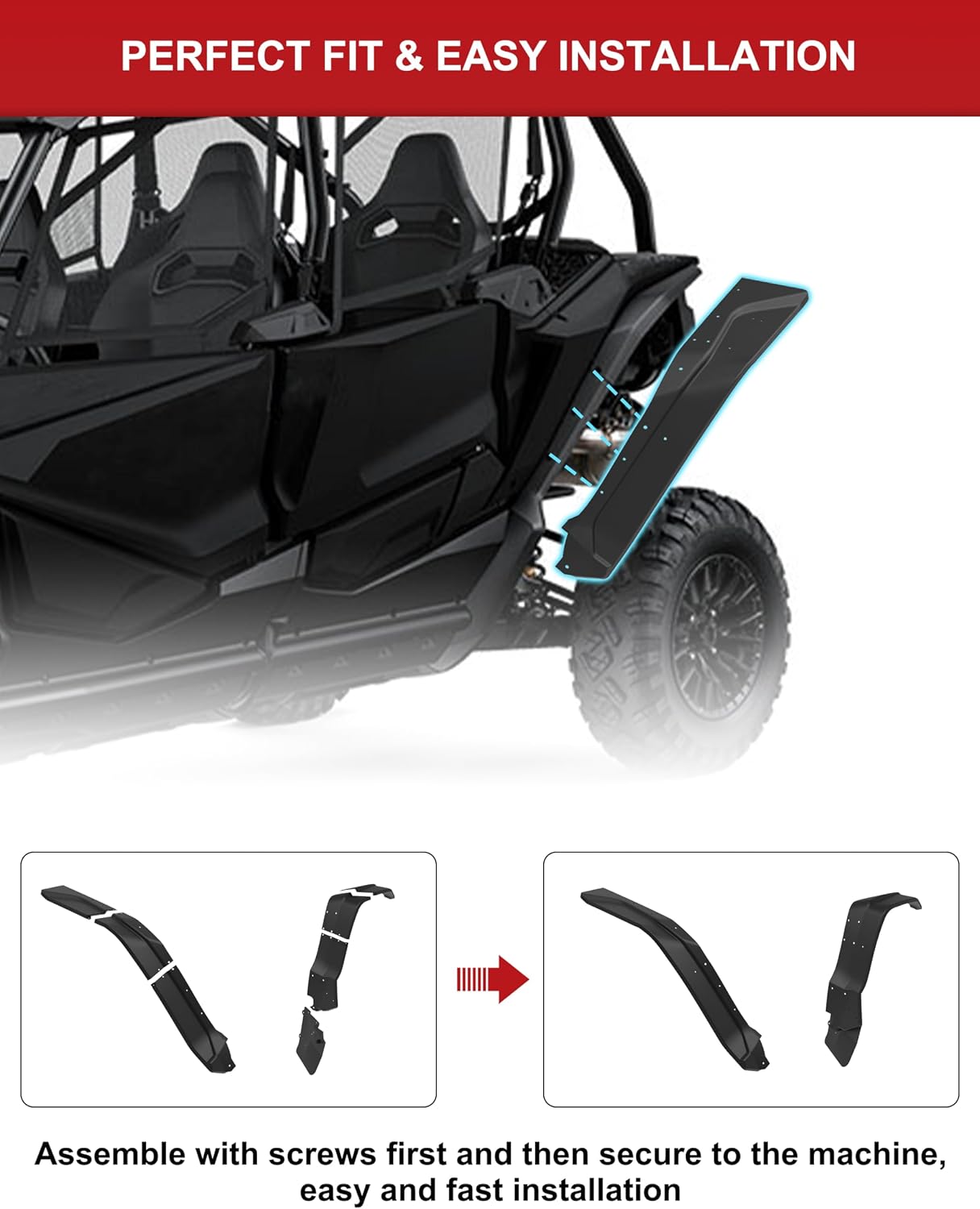 XXL Fender Flares for Honda Talon 1000 2019+, Front Rear Heavy-Duty Extended Mud Flaps Extension Mud Guards for Honda Talon 1000X 1000R 1000X-4 2019-2026 Accessories, Replace #0SF70-HL6-A01